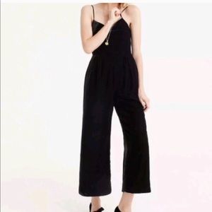 Black J Crew velvet spaghetti strap jumpsuit